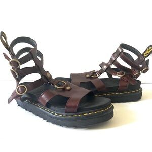 Dr. Martens ADAIRA Mahogany Brown Leather Chunky Platform Gladiator Sandal 42/10
